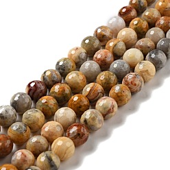 Crazy Agate Natural Crazy Agate Beads Strands, Faceted(128 Facets), Round, 10mm, Hole: 1mm, about 36~38pcs/strand, 14.17~14.96 inch(36~38cm)