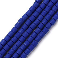 Темно-Синий Ручной полимерные нити глины шарик, колонка, темно-синий, 6.5x6 мм, отверстие : 1.2 мм, около 61 шт / нитка, 15.75 дюйм (40 см)