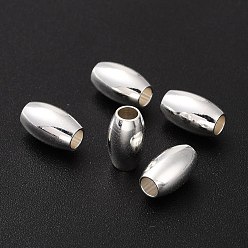 925 Sterling Silver Plated Brass Beads, Long-Lasting Plated, Oval, 925 Sterling Silver Plated, 8x5mm, Hole: 2mm