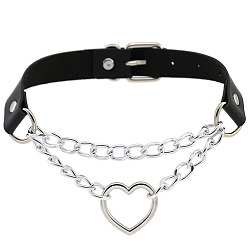 black Stylish Heart-Shaped Chain Collar Necklace for Fashionable Trendsetters
