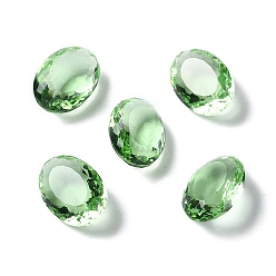 Светло-зеленый Прозрачные стеклянные кабошоны со стразами, граненые, назад назад, овальные, светло-зеленый, 14x10x6 мм
