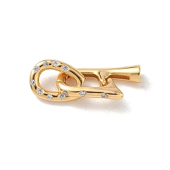 Plaqué 18K Or Véritable 925 fermoirs déployants en argent sterling avec micro pavés de zircone cubique transparents, ovale, crémaillère plaquage, plaqué longue durée, réel 18 k plaqué or, 21mm, Trou: 2mm