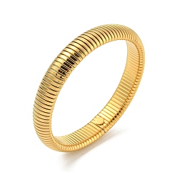 Golden 304 Stainless Steel Flat Snake Chain Bracelet, Stretch Bracelet, Golden, Inner Diameter: 2-1/2 inch(6.3cm), Wide: 12mm