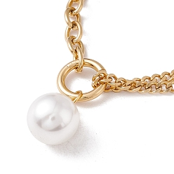 Golden Plastic Imitation Pearl Pendant Necklace for Women, Vacuum Plating 304 Stainless Steel Chain Necklace, Golden, 16.93 inch(43cm), 3mm
