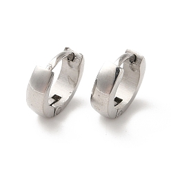 Stainless Steel Color Polishing 304 Stainless Steel Hoop Earrings, Stainless Steel Color, 9x3mm