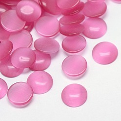 Hot Pink Cat Eye Cabochons, Half Round, Hot Pink, 8x3mm