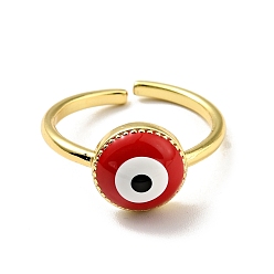Красный Эмалированное кольцо-манжета сглаза, позолоченные латунные украшения для женщин, без кадмия и без свинца, красные, размер США 7 1/2 (17.7 мм)
