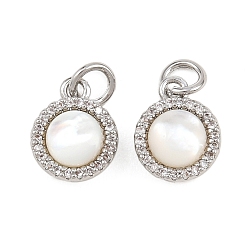 Платина Латунные микро проложить кубического циркония подвески, круглые подвески, с оболочкой, с целью перехода в кольце, платина, 11.5x9x5 мм