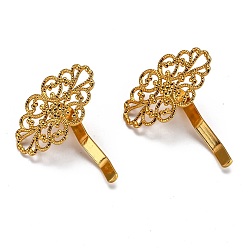 Golden Iron Hair Findings, Pony Hook, Ponytail Decoration Accessories, Fit for Brass Filigree Cabochons, Golden, 37x31.5x12mm