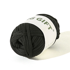 Black Polyester Cloth Yarn, For Hand Knitting Thick Thread, Crochet Cloth Yarn, Black, 5mm, about 32.81 Yards(30m)/Skein