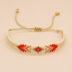 MI-B220223A Miyuki Colorful Beaded Bracelet with European and American Diamond-shaped Eyes - Birthday Gift for Girls.