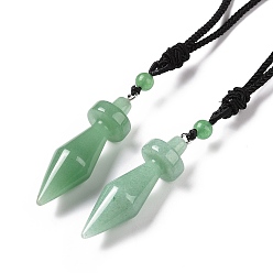 Green Aventurine Natural Green Aventurine Bullet Pendant Necklace with Nylon Cord for Women, 33.07~35.04 inch(84~89cm)