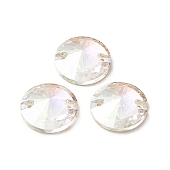 Кристалл Конусообразная форма пришивается стразами, k 5 стеклянный страз, 2-отверстие ссылка, плоская спинка с покрытием, швейные украшения, кристалл, 16x5.5 мм, отверстие : 1.2 мм