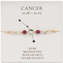 Cancer Natural Gemstone Constellation Beaded Bracelets, Cancer, Colorful, 11 inch(28cm)