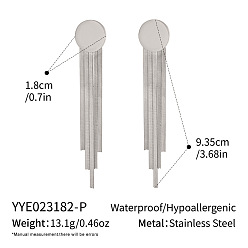Нержавеющая Сталь Цвет Плоские круглые серьги-гвоздики из нержавеющей стали с кисточкой, цепочка-оберег, цвет нержавеющей стали, 304 мм