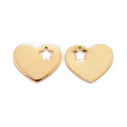 Echt 24 k vergoldet 201 Edelstahl Reize, Herzen und Sterne, echt 24 k vergoldet, 10x12.5x0.7 mm, Bohrung: 2.5 mm