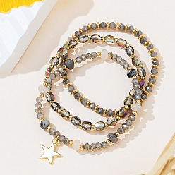 A gray Подарочный набор из разноцветного хрустального браслета и стеклянной подвески для любителей ретро-моды