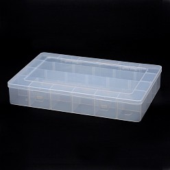 Clear Polypropylene Plastic Bead Storage Containers, Adjustable Dividers Box, Removable, 24 Compartments, Rectangle, Clear, 334x223x50mm