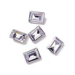 Alexandrite Opal Style Glass Rhinestone Cabochons, Pointed Back & Back Plated, Faceted, Rectangle, Alexandrite, 8x6x3.5mm