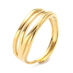 Real 14K Gold Plated 304 Stainless Steel Hollow Adjustable Ring for Women, Real 14K Gold Plated, Inner Diameter: 18mm