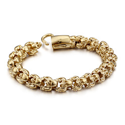 Golden Titanium Steel Skull Link Chain Bracelet for Men, Golden, 8-7/8 inch(22.5cm)