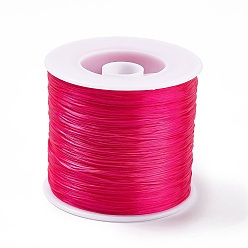 Deep Pink 400M Flat Elastic Crystal String, Elastic Beading Thread, for Stretch Bracelet Making, Deep Pink, 0.2mm, 1mm wide, about 446.81 Yards(400m)/Roll