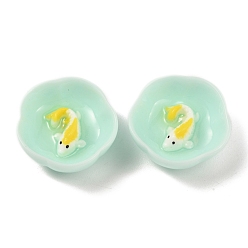 Gelb Harz Cabochons, Schüssel mit Karpfen, Gelb, 25x10 mm