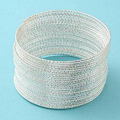 Silver Iron Wire, Textured Round, for Bangle Making, Silver, 1.2mm, Inner Diameter: 58mm