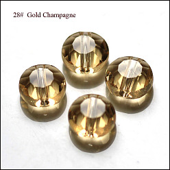 Gold Imitation Austrian Crystal Beads, Grade AAA, Faceted, Flat Round, Gold, 6x3.5mm, Hole: 0.7~0.9mm