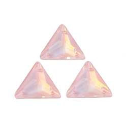 Misty Rose Mocha Effect Triangle Shape Sew on Rhinestone, K5 Glass Rhinestone, Multi-Strand Link, Plated Flat Back, Sewing Craft Decoration, Misty Rose, 22x25x7mm, Hole: 1mm