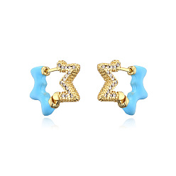 41059 Colorful Oil Drop Zircon Earrings for Women, 18K Gold Plated Fashion Jewelry