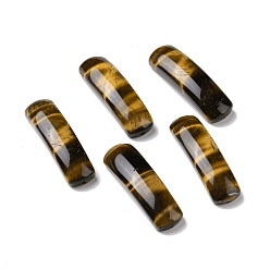 Tiger Eye Natural Tiger Eye Connector Charms, Curved Tube, Arch, 36~37x10.5~11x5.5~6mm, Hole: 1.2mm