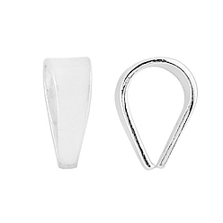 Silver Sterling Silver Snap On Bails for Pendant Making, Silver, 6x5x3mm