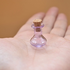 Plum Mini Glass Bottle, with Cork Plug, Wishing Bottle, for Charms Making, Plum, 1.6x2.1cm