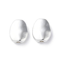 Silver Alloy Beads, Long-Lasting Plated, Oval, Silver, 11x8.5x3.5mm, Hole: 1.5mm