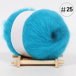 Deep Sky Blue 25g Angora Mohair Wool & Acrylic Fiber Knitting Yarn, for Shawl Scarf Doll Crochet Supplies, Round, Deep Sky Blue, 1mm