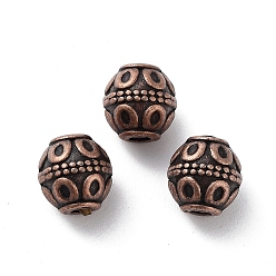 Red Copper Tibetan Style Alloy Beads, Cadmium Free & Lead Free, Barrel, Red Copper, 7x7.5mm, Hole: 1.8mm