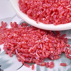 (QTL140FR) Matte Transparent Red Orange AB MIYUKI Quarter TILA Beads, Japanese Seed Beads, 2-Hole, (QTL140FR) Matte Transparent Red Orange AB, 5x1.2x1.9mm, Hole: 0.8mm, about 2400pcs/50g