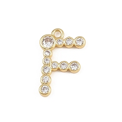 Letter F Латунные микро проложить кубического циркония подвески, стойки покрытие, долговечный, без кадмия и без свинца, реальный 18 k позолоченный, Буква F, 18x11x2 мм, отверстие : 1.5 мм