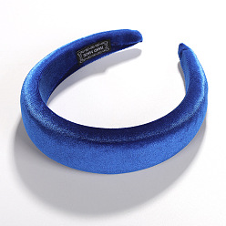Blue Solid Velvet Headband with Thick Sponge for Hair Styling - Kate Middleton Style