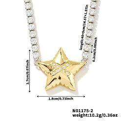 Звезда Золотистый тон латунный прозрачный кубический цирконий кубическая цепочка геометрические подвески ожерелья для женщин, звезда, 15.75 дюйм (40 см)
