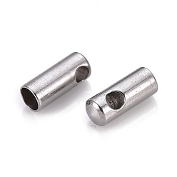 Stainless Steel Color 201 Stainless Steel Cord Ends, End Caps, Column, Stainless Steel Color, 7.5x3mm, Hole: 1.6mm, Inner Diameter: 2.4mm