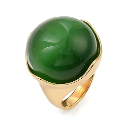 Зеленый 304 Кольца из нержавеющей стали с эффектом «кошачьих глаз» для женщин, золотые, зелёные, 18 мм