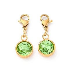 Перидот Ионное покрытие (ip) 304 подвески из нержавеющей стали со стразами, застежка когтя омара, перидот, 27 мм