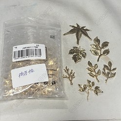 Light Gold 35Pcs 7 Styles Alloy Cabochons & Pendants, Leaf, Light Gold, 22~54x21.5~52mm, 5pcs/style