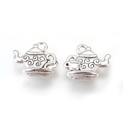 Antique Silver Metal Alloy Charms, Lead Free and Cadmium Free, Teapot, Antique Silver, 13x12x4mm, hole: 2mm
