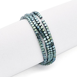 Зеленое Покрытие Гальванические немагнитных гематит бисер пряди, граненые, кубические, зеленый покрытием, 1.5x1.5x1.5 мм, отверстие : 0.5 мм, около 269~275 шт / нитка, 15.94'' (40.5 см)