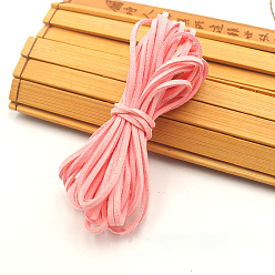 Pink Faux Suede Cord, for Leathercraft, Pink, 3x1.6mm, about 5.47 Yards(5m)/Bundle
