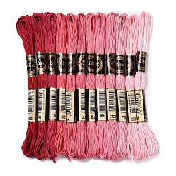 Red 12 Skeins 12 Colors 6-Ply Polyester Embroidery Floss, Cross Stitch Threads, Gradient Color, Red, 0.5mm, about 8.75 Yards(8m)/Skein, 12 skeins/set