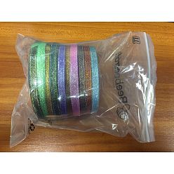 Mixed Color Glitter Ribbon, Wedding Dress Ribbon, Gift Packaging, DIY Hand Material, Mixed Color, 6mm, 10rolls/set